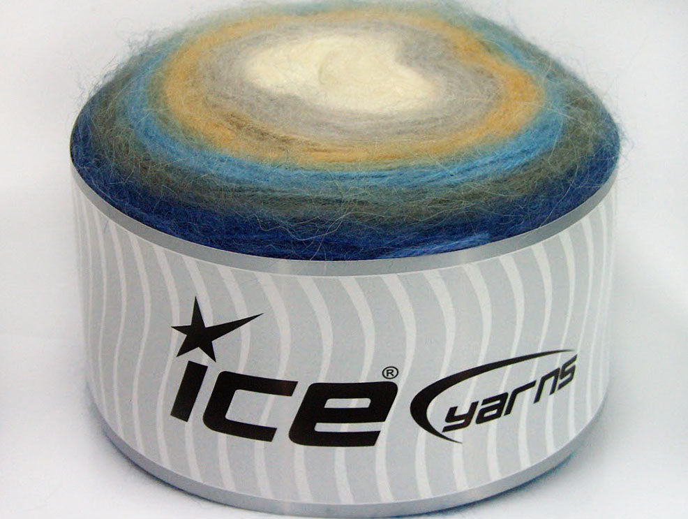 Cakes Angora Blue Shades, Khaki, Gold, Grey, White Sku:fnt2-61381
