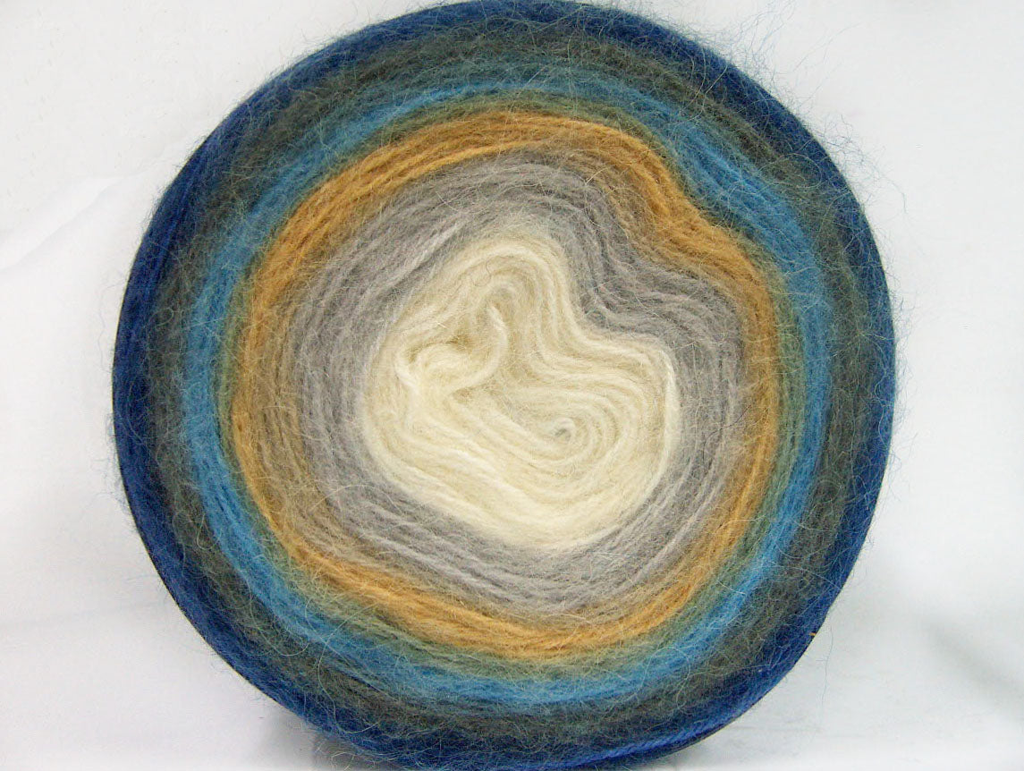 Cakes Angora Blue Shades, Khaki, Gold, Grey, White Sku:fnt2-61381