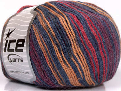 Alpaca Fine Magic Jeans Blue, Burgundy, Cream Sku:fnt2-63032