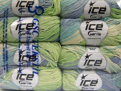 Lorena Print Green, Blue Shades, Cream Sku:fnt2-63089