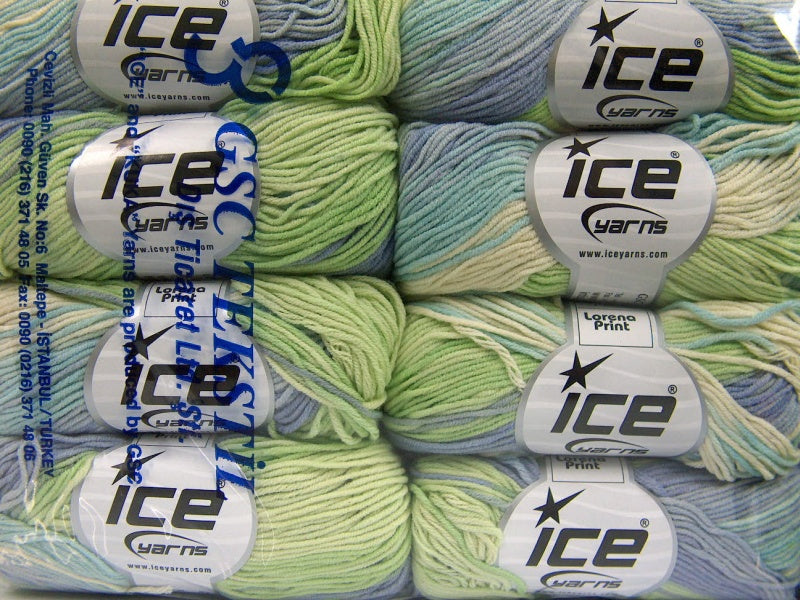 Lorena Print Green, Blue Shades, Cream Sku:fnt2-63089