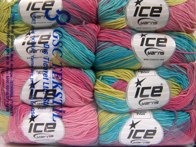 Lorena Print Pink, Lilac, Turquoise, Green Shades fnt2-63090