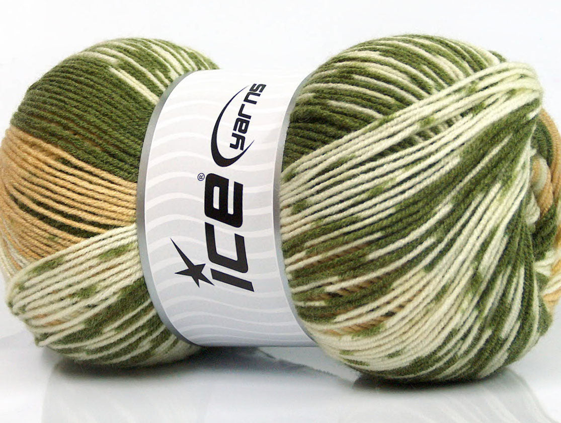 Jacquard Wool Green, Cafe Latte, Cream Sku:fnt2-63204