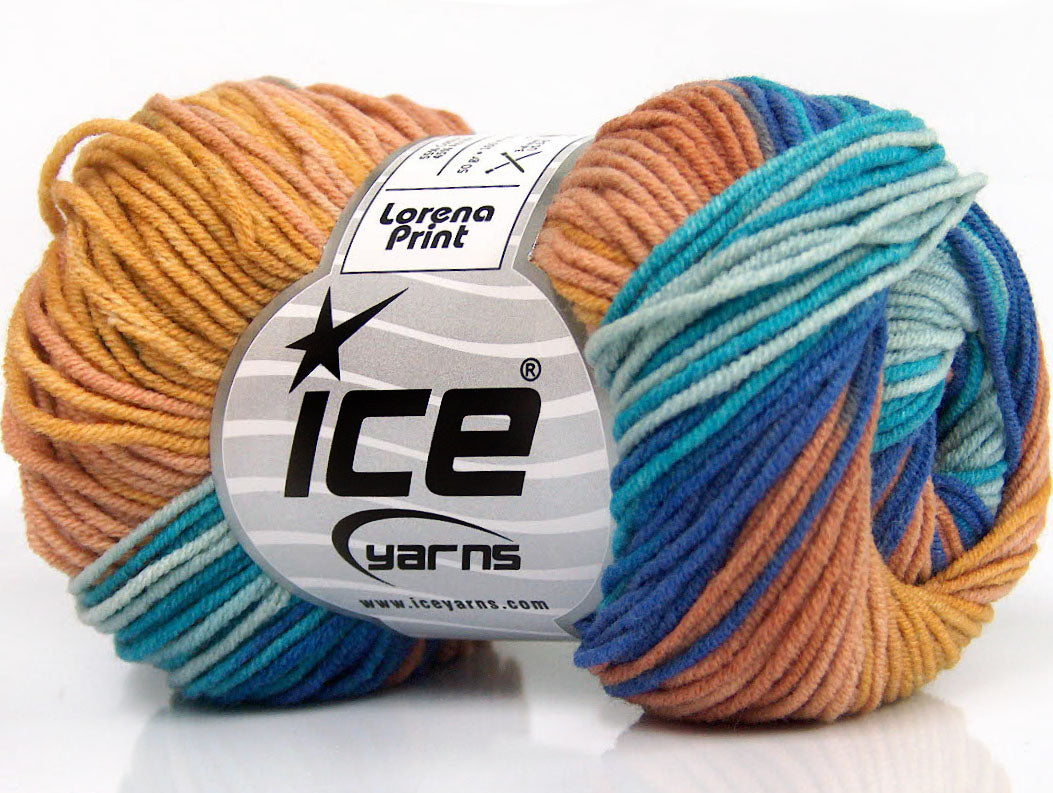 Lorena Print Turquoise, Blue Shades, Rose Brown, Cafe Latte fnt2-63394