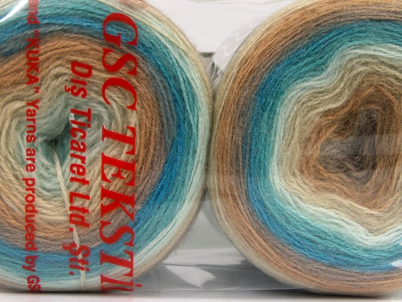 Cakes Mohair Turquoise, Cream, Camel, Brown fnt2-63714