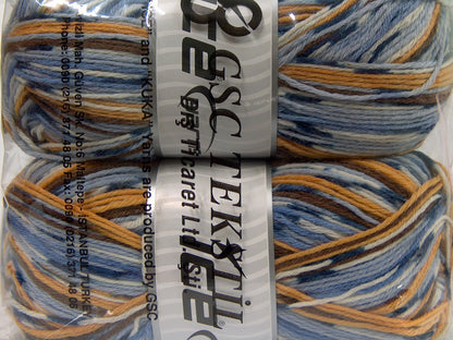 Glamor Sock Blue Shades, Gold, Brown, White fnt2-69175