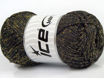 Macrame Cord Metallic Dark Brown, Gold fnt2-69407
