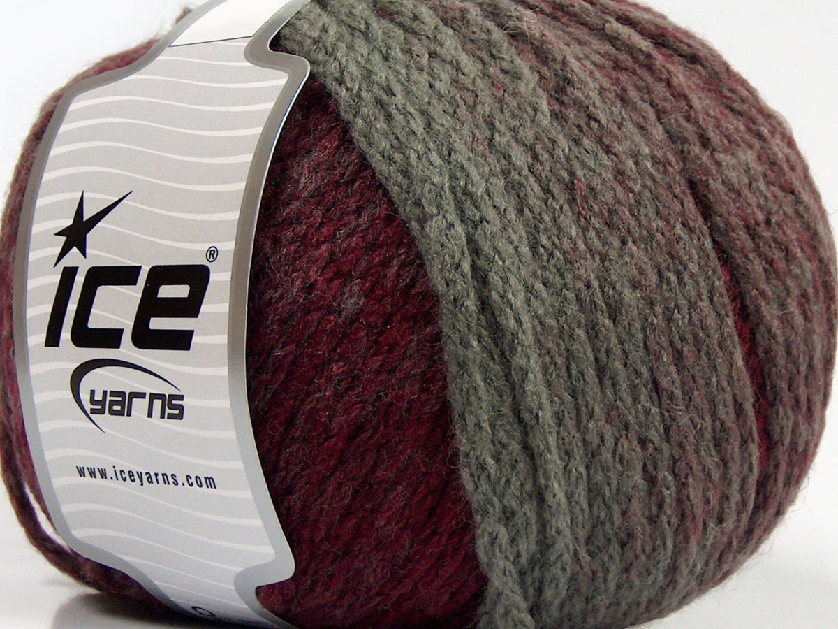 Ice Yarns Nordic – Bordo, Gri – %23 Yün, %64 Akrilik, %13 Polyamid