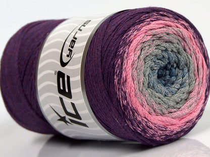 Macrame Cotton Magic Purple, Pink, Jeans Blue, Light Grey fnt2-70674
