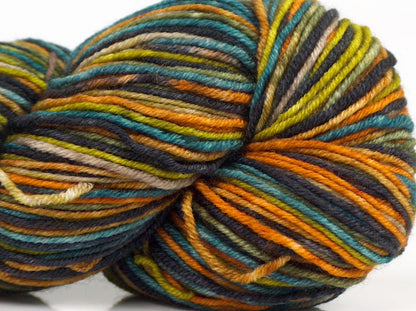 Hand Dyed Sock Merino Gold, Green Shades, Turquoise, Beige fnt2-71170