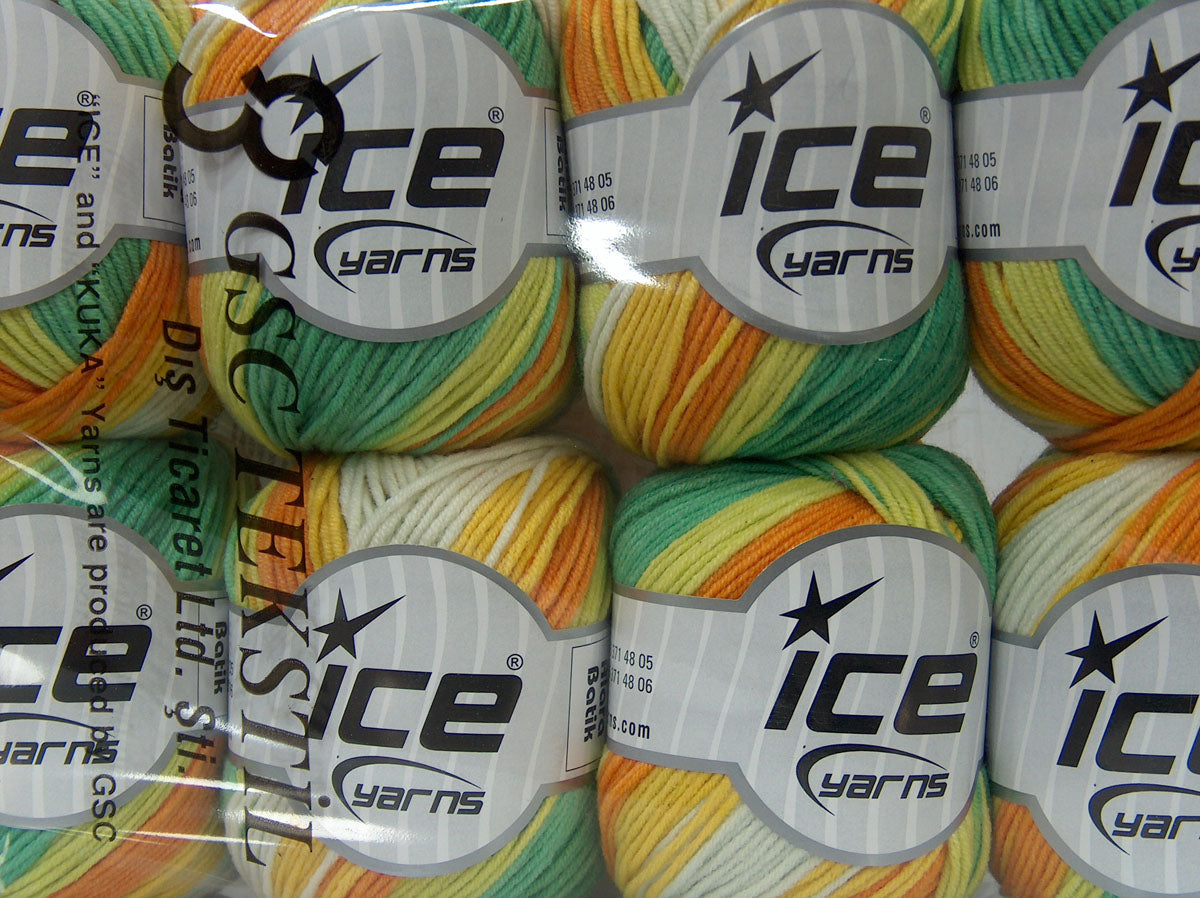 Alara Batik Green Shades, Orange, Yellow, White fnt2-72866