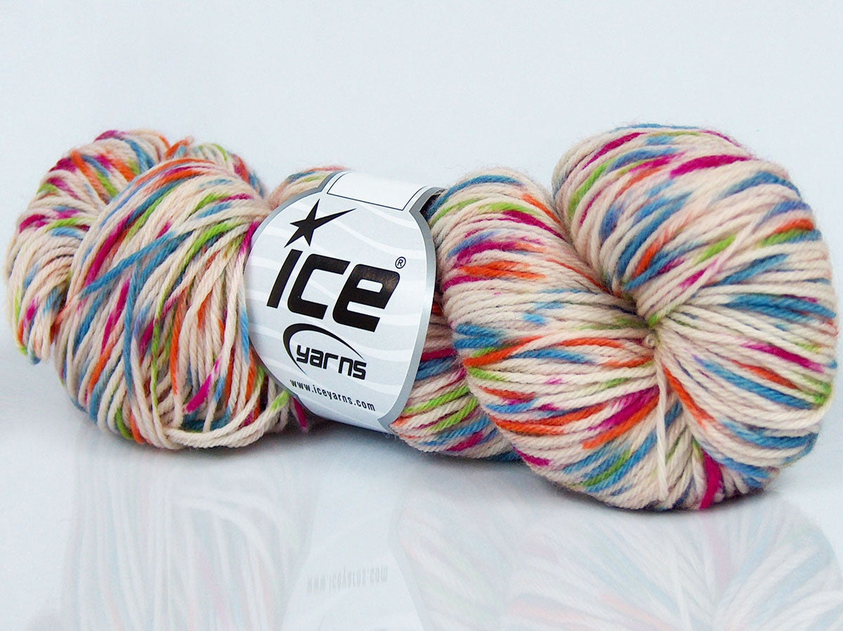 Baby Superwash Merino Print Fuchsia, Blue, Gold, Green, Beige fnt2-73839