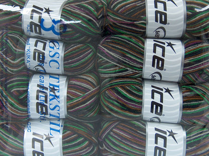 SockenWolle Black, Grey, Green, Purple, Cream fnt2-73967