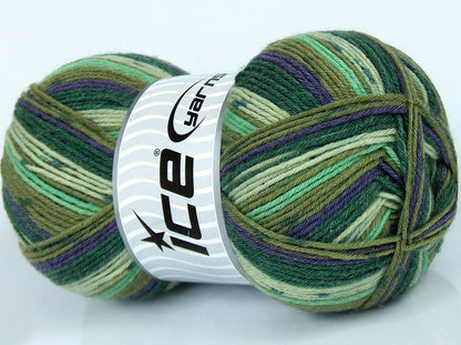 Virgin Wool Sock Green Shades, Purple fnt2-74003