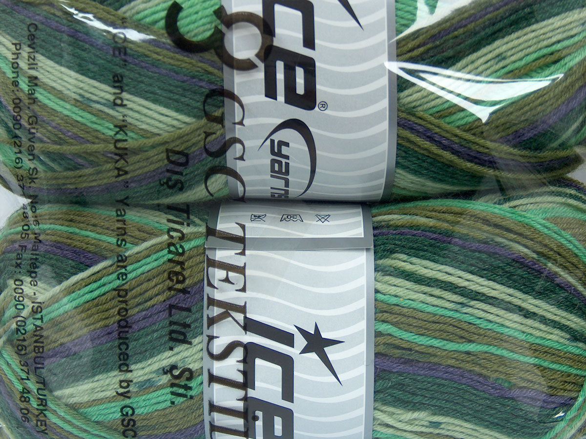 Virgin Wool Sock Green Shades, Purple fnt2-74003