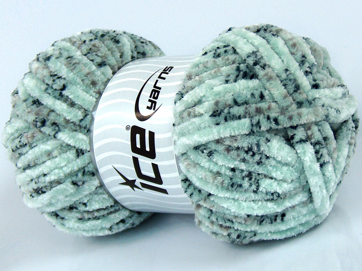 Chenille Tweed Black, Grey Shades, White, Mint Green fnt2-74482