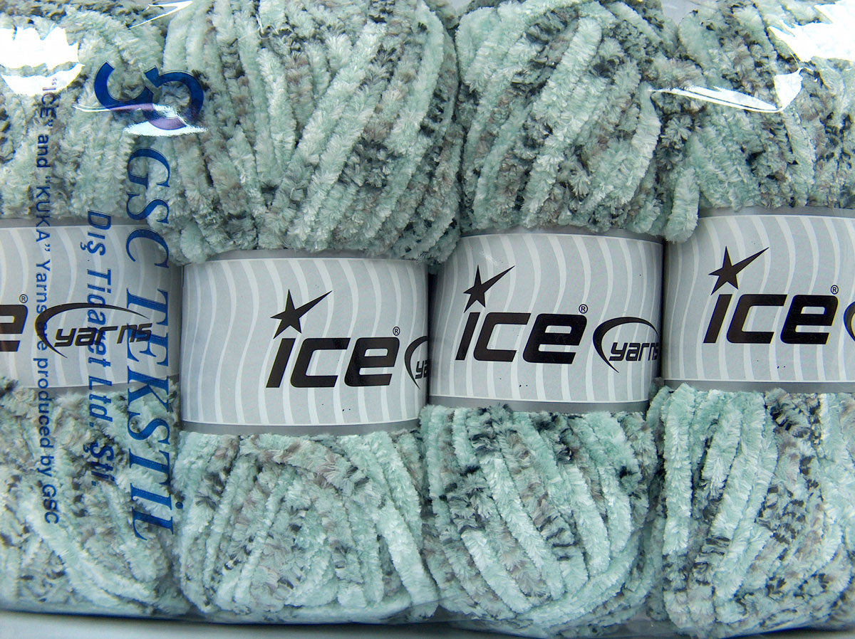 Chenille Tweed Black, Grey Shades, White, Mint Green fnt2-74482