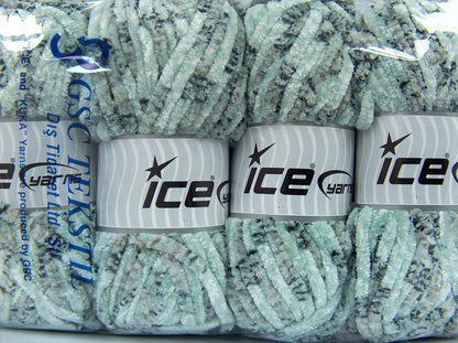 Chenille Tweed Black, Grey Shades, White, Mint Green fnt2-74482