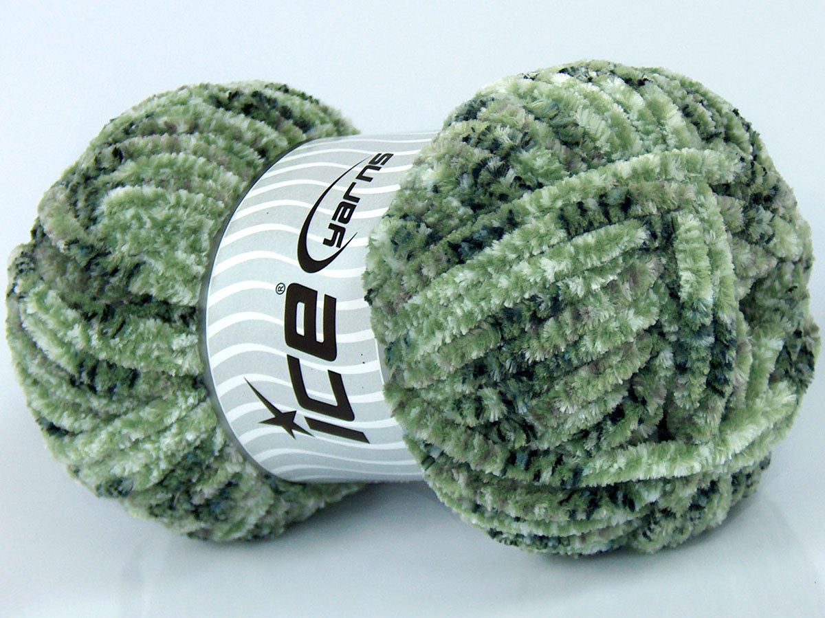 Chenille Tweed Black, Grey Shades, White, Green fnt2-74483