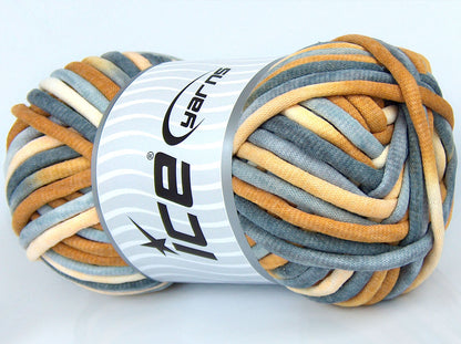 Ice Yarns Tube Cotton Jumbo Color – Cream Shades, Light Brown, Grey Shades – 40% Cotton, 60% Polyamide