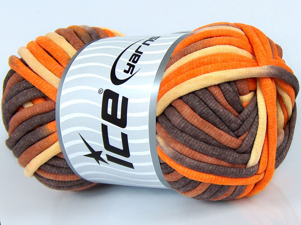Ice Yarns Tube Baumwolle Jumbo Farbe – Brauntöne, Gelb, Orange – 40 % Baumwolle, 60 % Polyamid