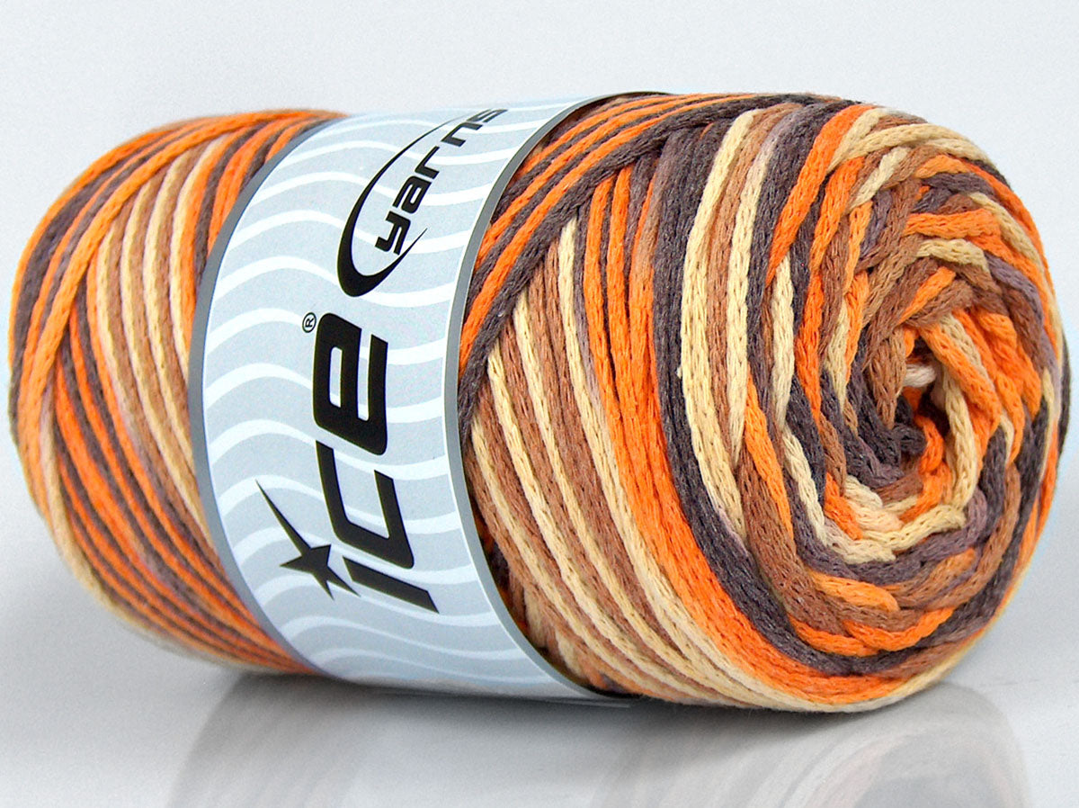 Macrame Cotton Print Brown Shades, Yellow, Orange fnt2-74593