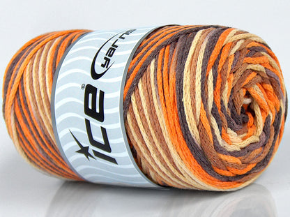 Macrame Cotton Print Brown Shades, Yellow, Orange fnt2-74593