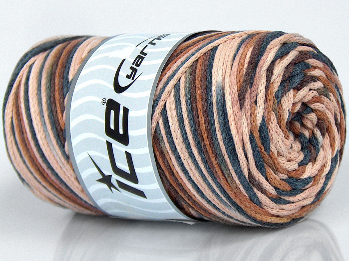 Macrame Cotton Print Brown Shades, Cream, Grey Shades fnt2-74594