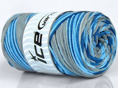 Macrame Cotton Print Blue Shades, Grey Shades fnt2-74600