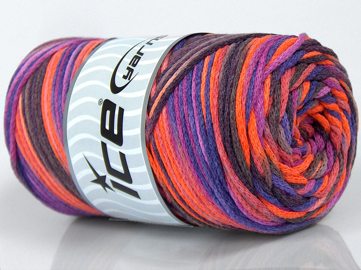 Macrame Cotton Print Orange, Pink, Maroon, Purple fnt2-74602