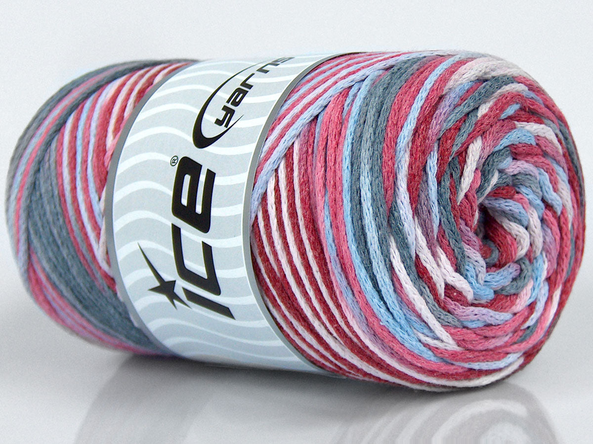Macrame Cotton Print Red, Pink Shades, Grey, Light Blue fnt2-74604