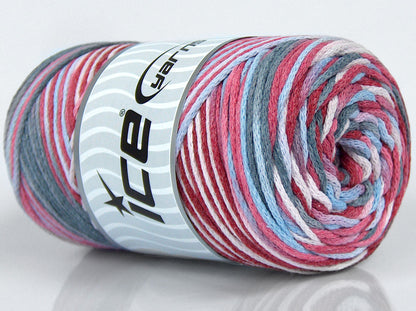 Macrame Cotton Print Red, Pink Shades, Grey, Light Blue fnt2-74604