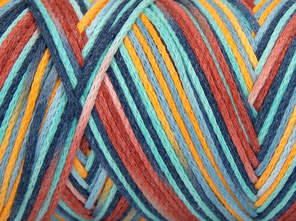 Macrame Cotton Print Copper, Gold, Mint Green, Blue Shades fnt2-74608