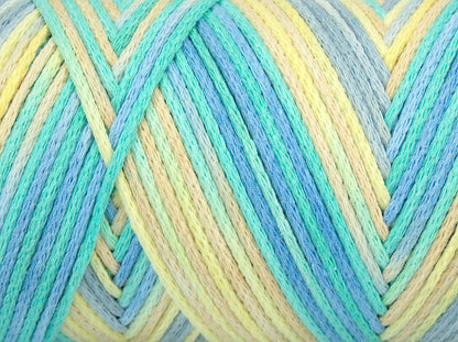 Macrame Cotton Print Light Yellow, Light Grey, Green Shades fnt2-74610