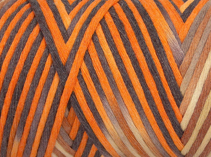 Ice Yarns Coton naturel couleur 3 mm – Nuances de marron, jaune, orange – 80 % coton, 20 % polyamide