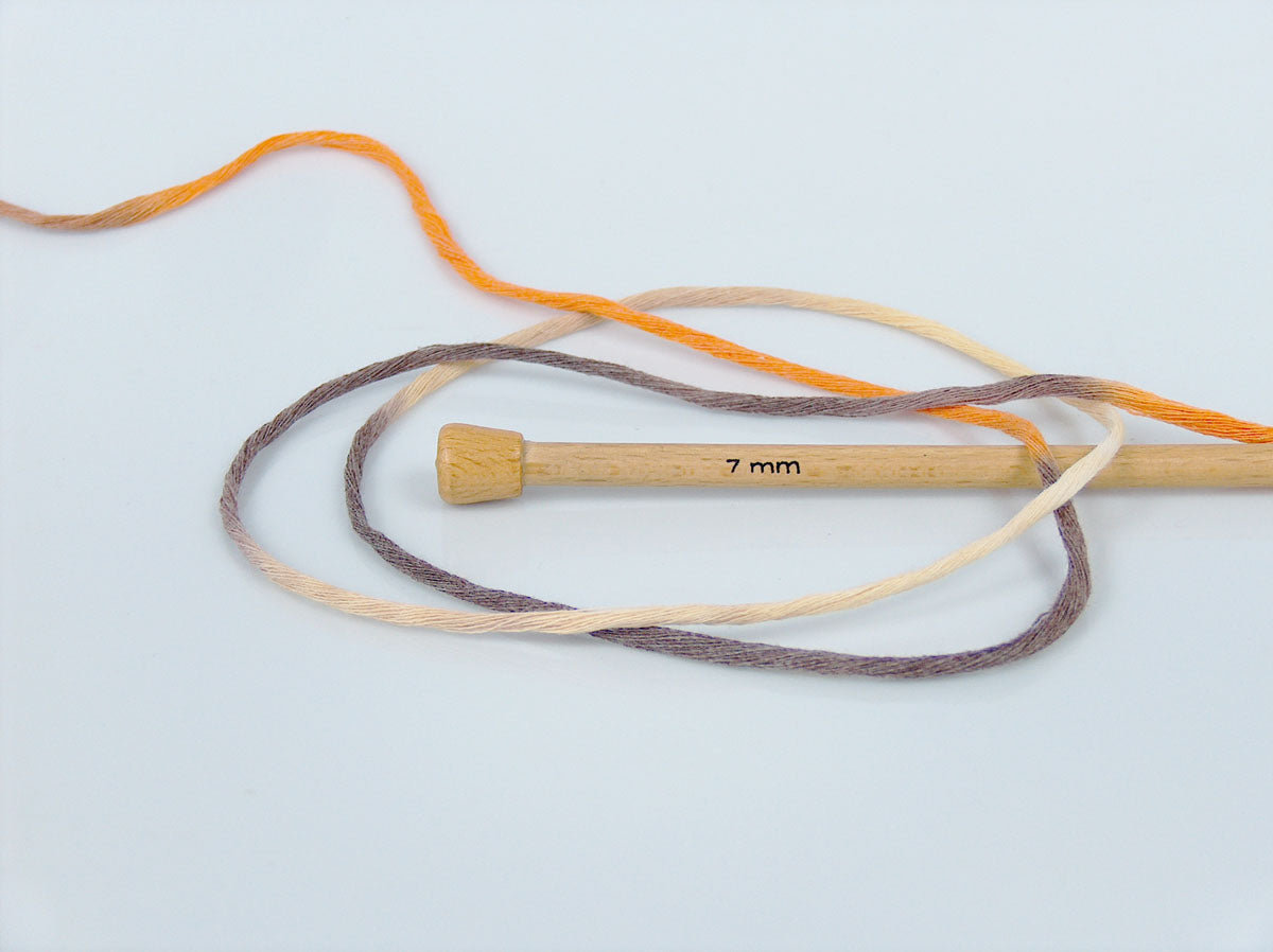 Ice Yarns Coton naturel couleur 3 mm – Nuances de marron, jaune, orange – 80 % coton, 20 % polyamide