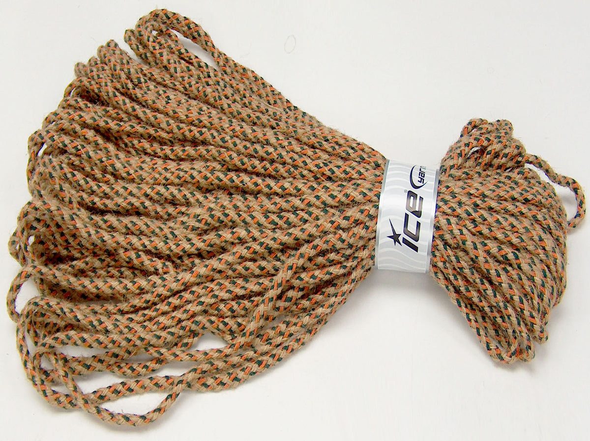Jute Decor Natural, Dark Green, Orange fnt2-76456