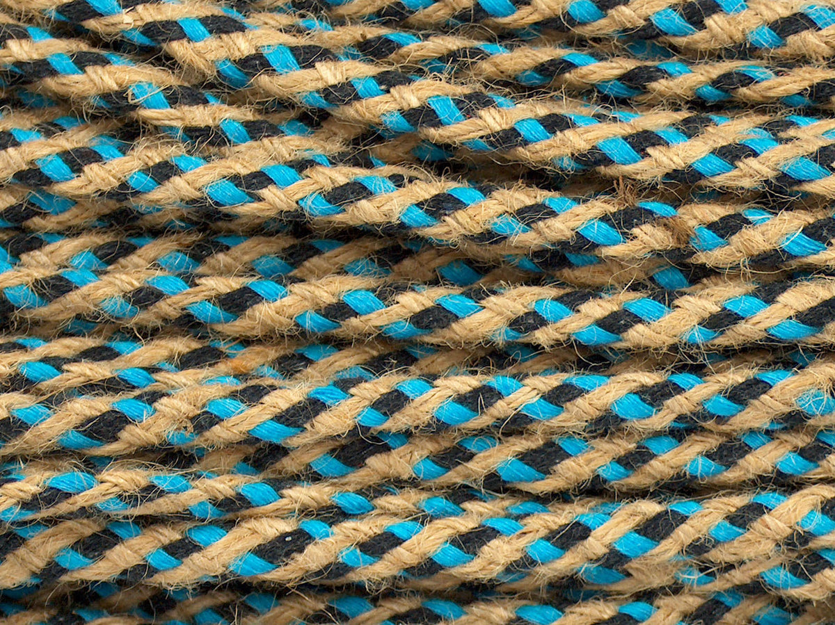 Jute Decor Natural, Dark Navy, Turquoise fnt2-76457