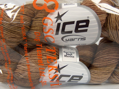 Hand Dyed Sock Merino Khaki, Beige Shades fnt2-76805