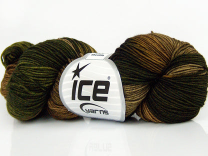 Hand Dyed Sock Merino Khaki Shades fnt2-76808