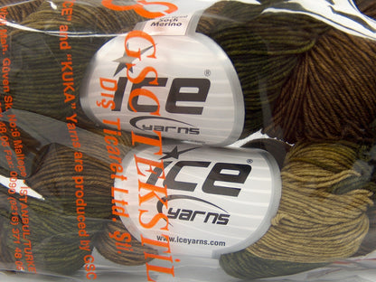 Hand Dyed Sock Merino Khaki Shades fnt2-76808