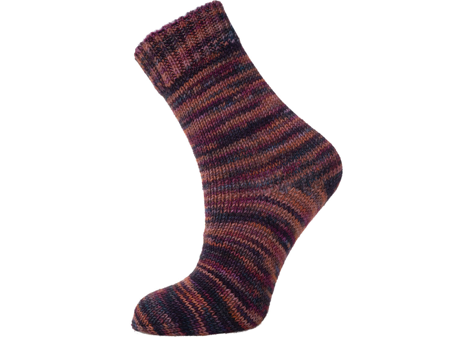 Hand Dyed Sock Merino Orange, Maroon, Fuchsia, Teal fnt2-77172