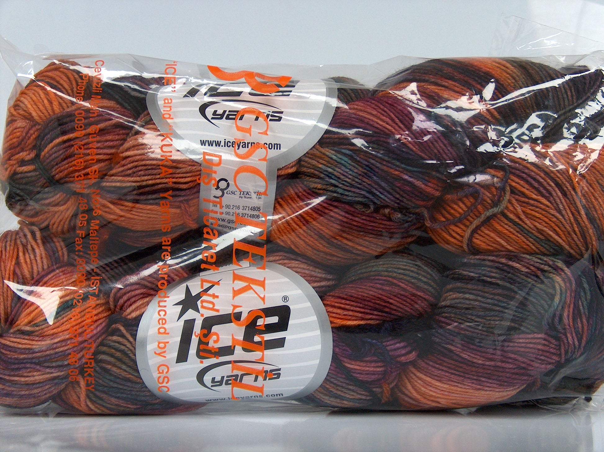 Hand Dyed Sock Merino Orange, Maroon, Fuchsia, Teal fnt2-77172