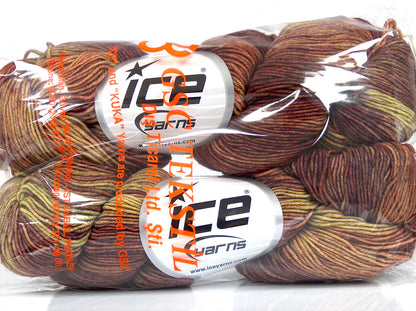 Hand Dyed Sock Merino Khaki Shades, Burgundy Shades fnt2-77217