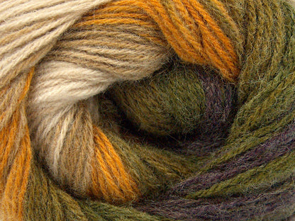 Angora Batik Green Shades, Cream, Beige, Purple, Gold fnt2-77522