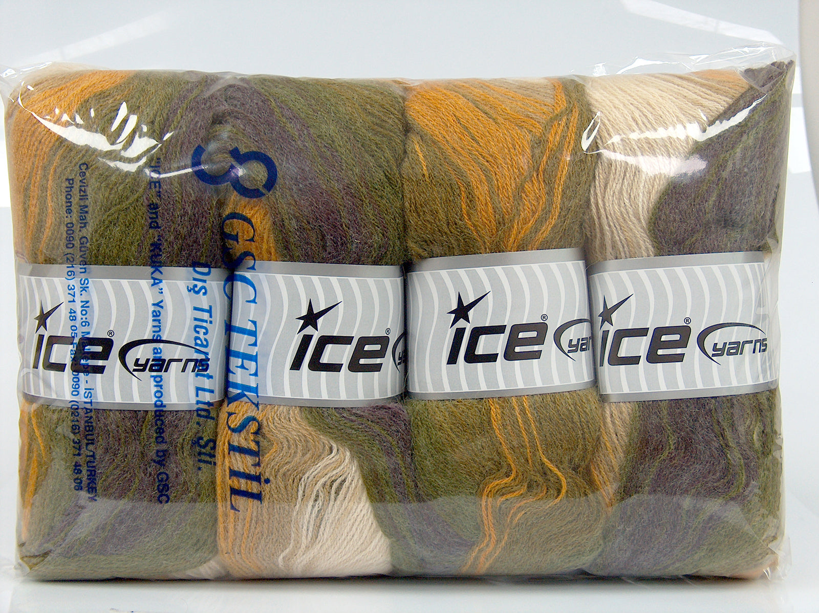 Angora Batik Green Shades, Cream, Beige, Purple, Gold fnt2-77522