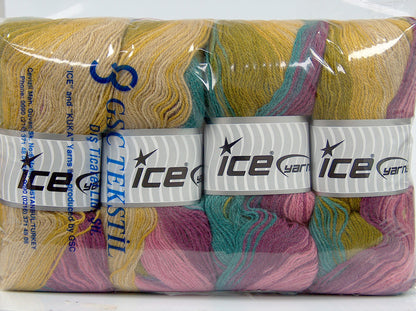 Angora Batik Camel, Khaki, Purple, Pink, Green fnt2-77545