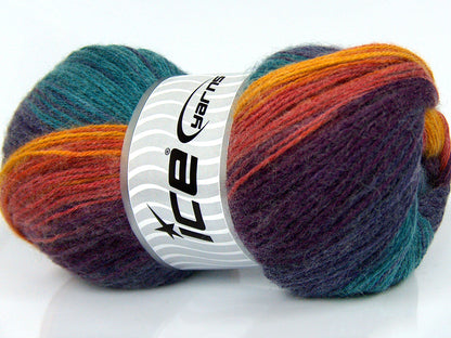 Angora Batik Gold, Salmon, Turquoise, Purple fnt2-77546