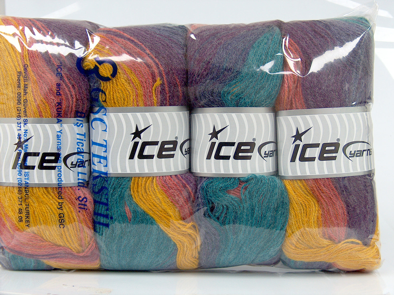Angora Batik Gold, Salmon, Turquoise, Purple fnt2-77546