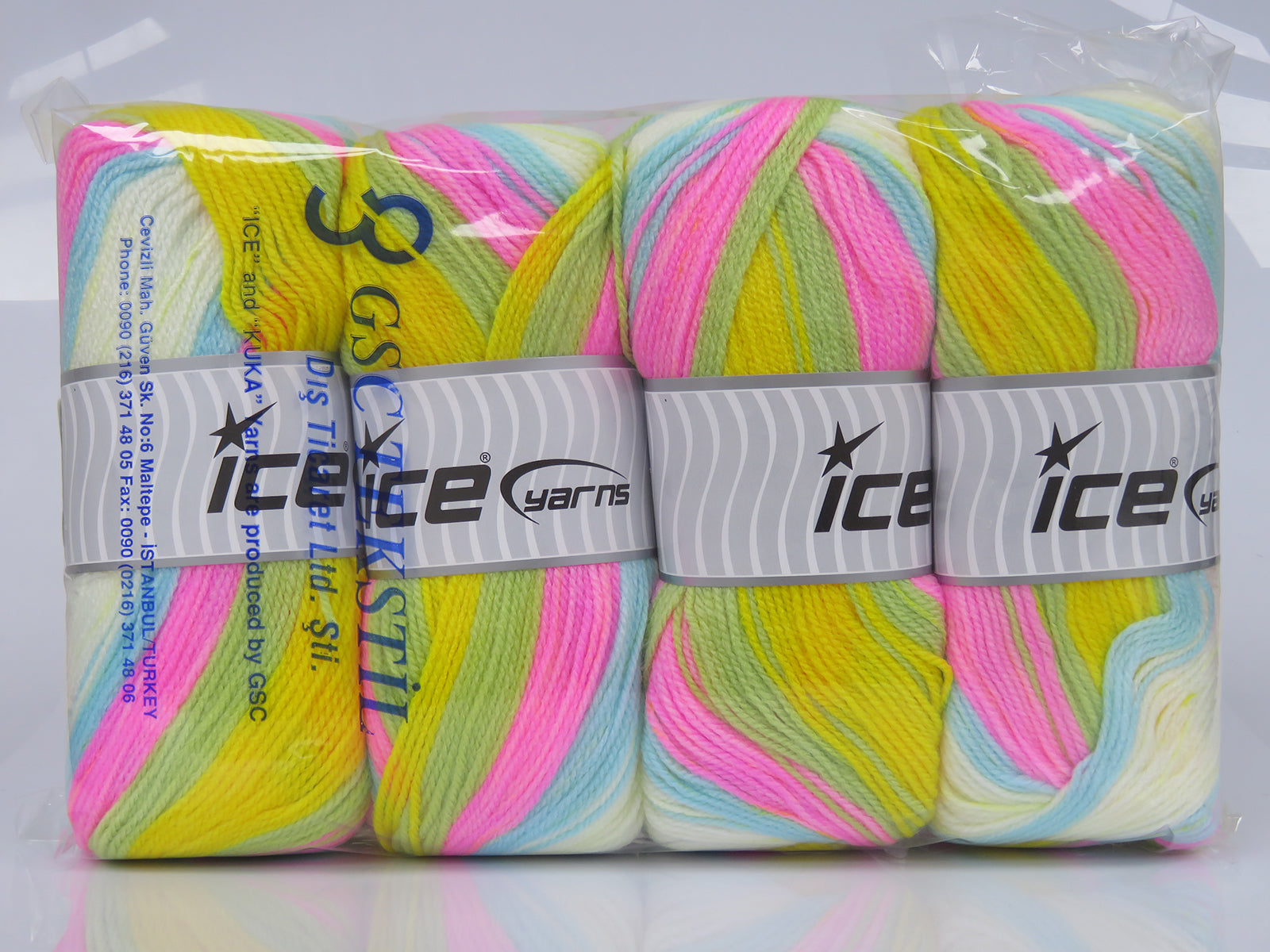 Baby Batik Pink, Turquoise, Green, Yellow, Ecru fnt2-77563